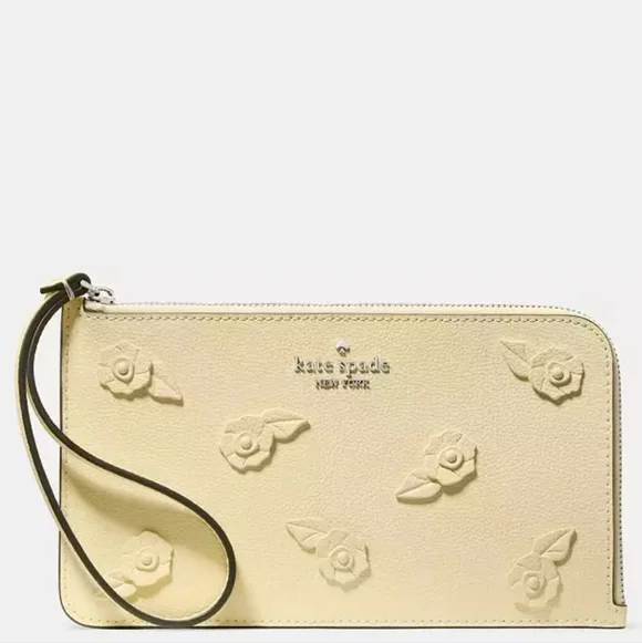 ✨️NWT✨️ Kate Spade Lucy Floral L-Zip Yellow Wristlet, 2026, $159 MSRP - Picture 1 of 4